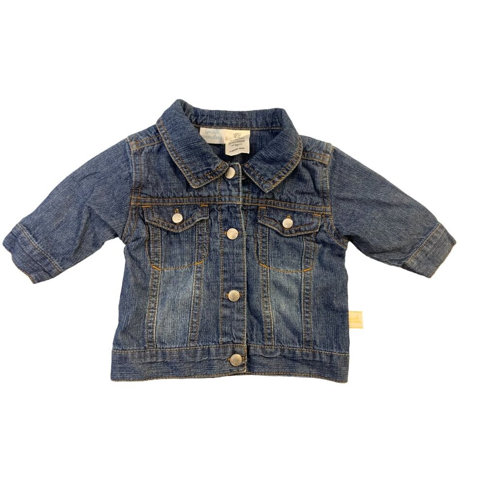Small Wonders Girls Infant Baby Size 3 months Blue Jean Denim Jacket Button Up